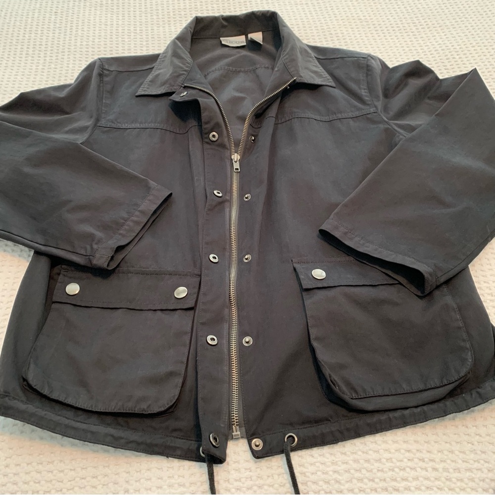 Chico’s Black Windbreaker Jacket with Hood * Large / 12 - Picture 16 of 16
